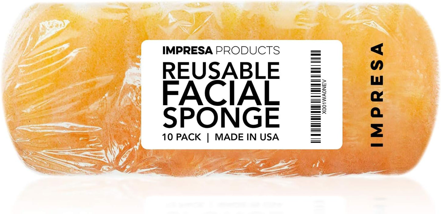 IMPRESA Face Scrubber Exfoliator Sponges - Regular Puff - Natural Medical-Grade Foam - 10 Pack Reusable Exfoliating Pads - Deep Cleanse & Dead Skin Removal - Normal to Oily Skin-FemmiqueWomen