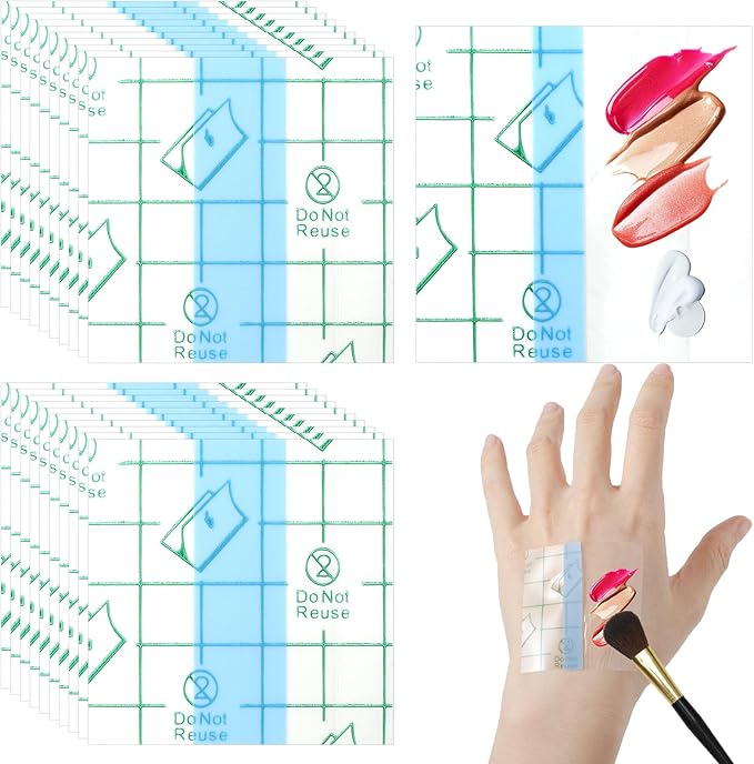 100 Pieces Makeup Hand Palette Single Use Makeup Mixing Palette Professional Makeup Artist Must Haves Disposable Transparent Waterproof Cosmetic Tray Adhesive Tape for Women and Girls-FemmiqueWomen