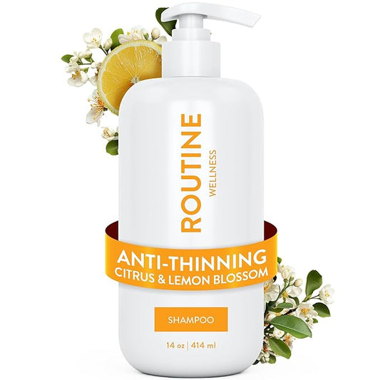 Routine Wellness Anti-Thinning Shampoo for Thinning Hair - Biotin DHT Blocker Women & Men - Color Safe Shampoo for Hair Loss & Healthy Hair - Citrus & Lemon Blossom - 14oz-FemmiqueWomen