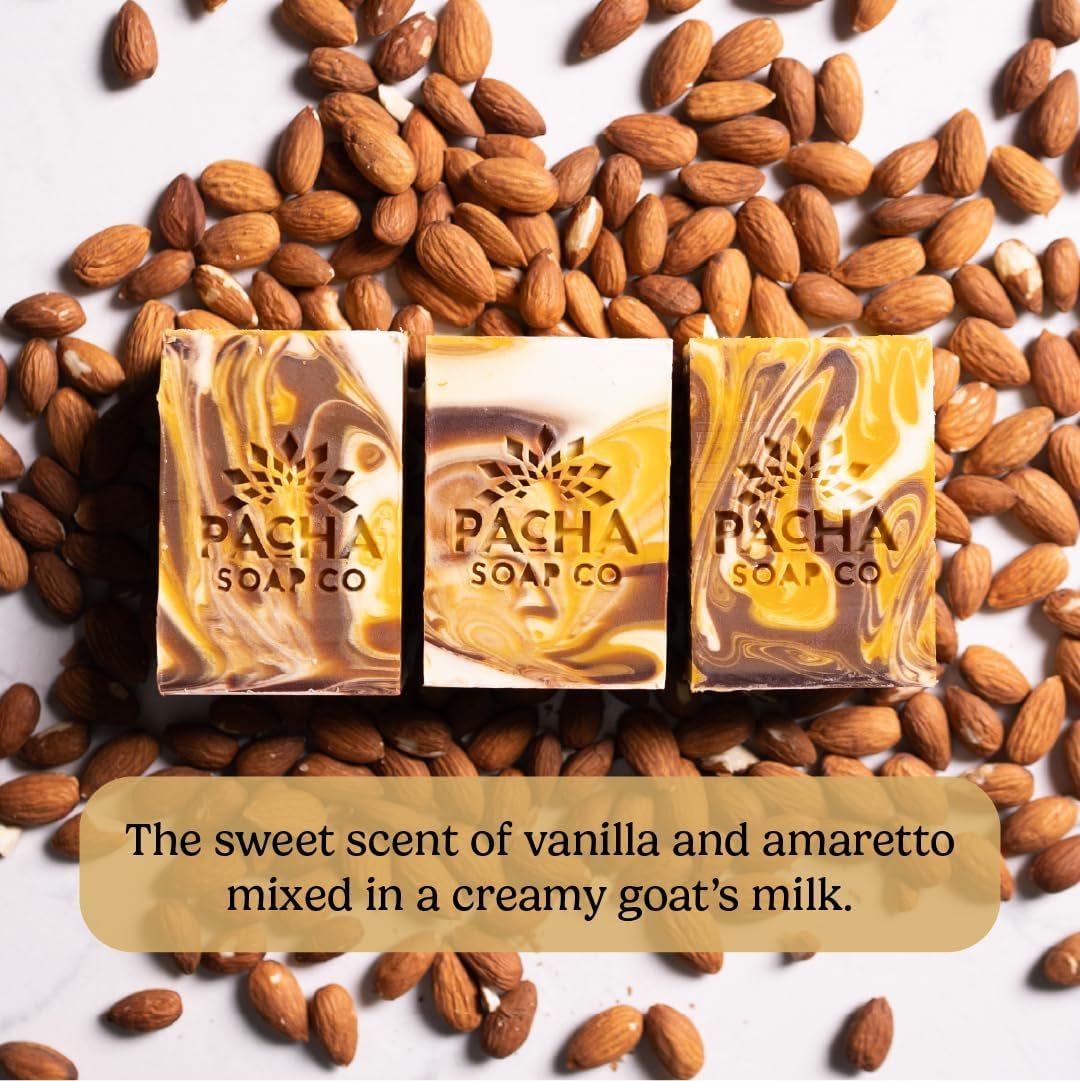 Pacha Soap Co. Bar Soap, Fan Favorites, 5-Pack (4 oz ea) - Almond Goat’s Milk, Dirty Hippie, Charcoal, French Lavender, & Golden Chai - Premium, Handcrafted, Hydrating, Soothing Essential Oils-FemmiqueWomen