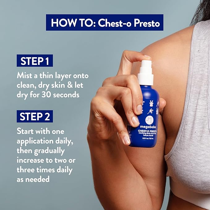 Megababe Chest-o Presto | Clarifying Body Acne Mist | Benzoyl Peroxide Free | 3.8 fl oz-FemmiqueWomen