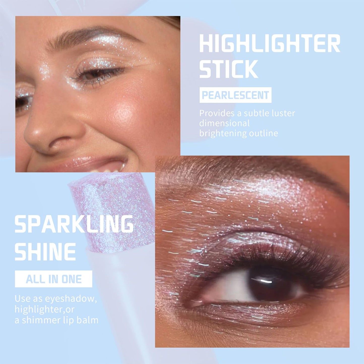 3PCS Crystal Hydrating Jelly Stick Eyeshadow Stick, Glitter Makeup Jelly Shimmer Eye Shadow Crayon, Lightweight Eye Brightener Eye Makeup (01+02+05)-FemmiqueWomen