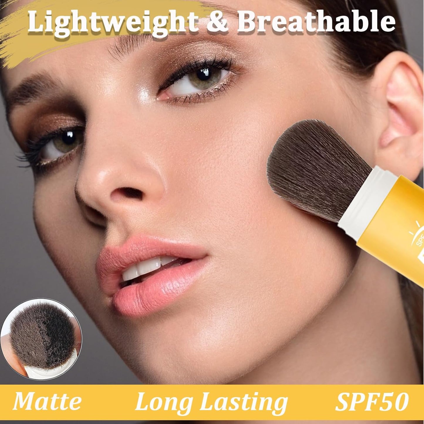 Mineral Sunscreen Setting Powder SPF 50, Sunscreen Powder for Face & Scalp, TranslucentSunscreenPowder with Brush, Oil Control Natural Matte Finish LoosePowder, Lasting Lightweight Breathable-FemmiqueWomen