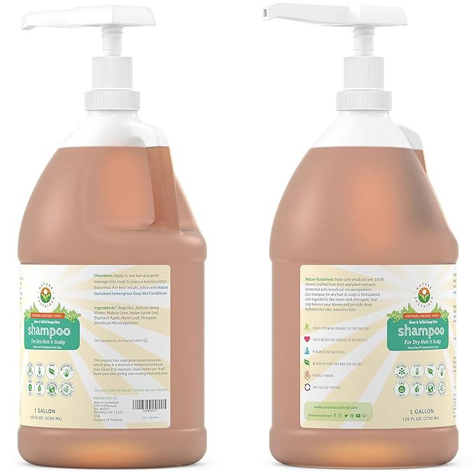 Natural Shampoo for Dry Hair & Scalp - Organic, Raw & Wildcrafted with Probiotics, Hypoallergenic & Sulfate Free Hydrating Shampoo for Dryness, Frizz, Breakage, Itchiness, Thinning - Gallon, Original-FemmiqueWomen