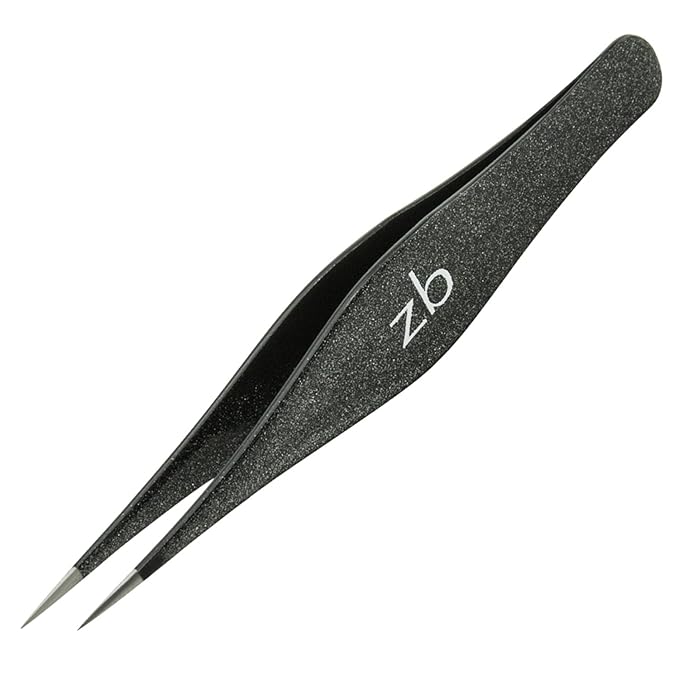 Ingrown Hair Tweezers by Zizzili Basics - Surgical Grade Stainless Steel Fine Pointed Tweezers - Precision Aligned Tips for Splinter, Eyebrow & Facial Hair Removal - with Bonus Tip Guard & Carry Pouch-FemmiqueWomen