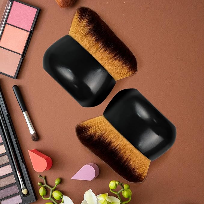 Extra Large Body Makeup Brush For Self Tanner, Leg Makeup &Bronzer Blend,75 mm Wide-headed Kabuki Brush Provides More Even& Pretty Application, Sunscreen Face& Back Makeup Brush, Wet& Dry Use- Black-FemmiqueWomen