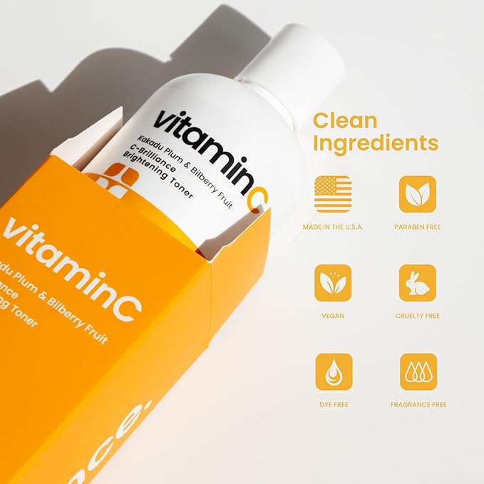 C-Brilliance Vitamin C Toner for Face Daily Witch Hazel Facial Astringent with Kakadu Plum and Bilberry Fruit 8 oz Vegan, Fragrance Free-FemmiqueWomen