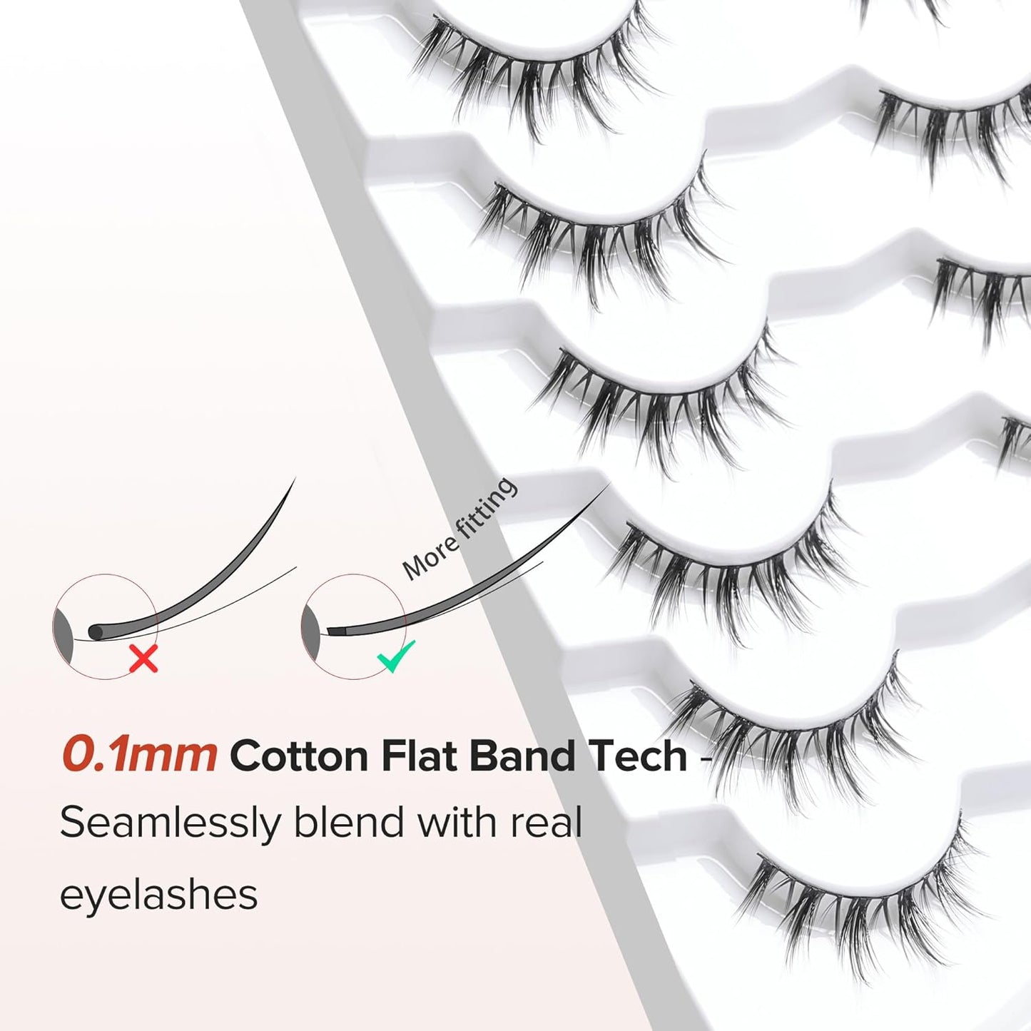 Manga Lashes Natural Look Anime Eyelashes Wispy 3D Volume 0.1MM Thin Band Manhua Lash Korean Asian Style 10mm Short Eyelash C Curl 7 Pair Siligli-FemmiqueWomen