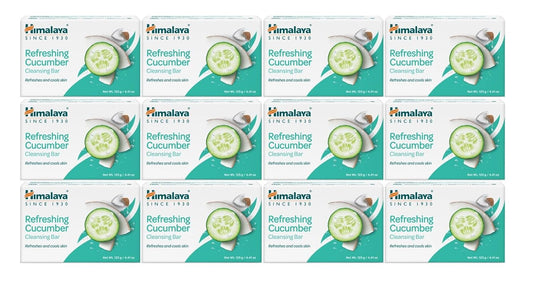 Himalaya Refreshing Cucumber Cleansing Bar, Face and Body Soap for Soft Skin, 4.41 oz, 12 Pack-FemmiqueWomen