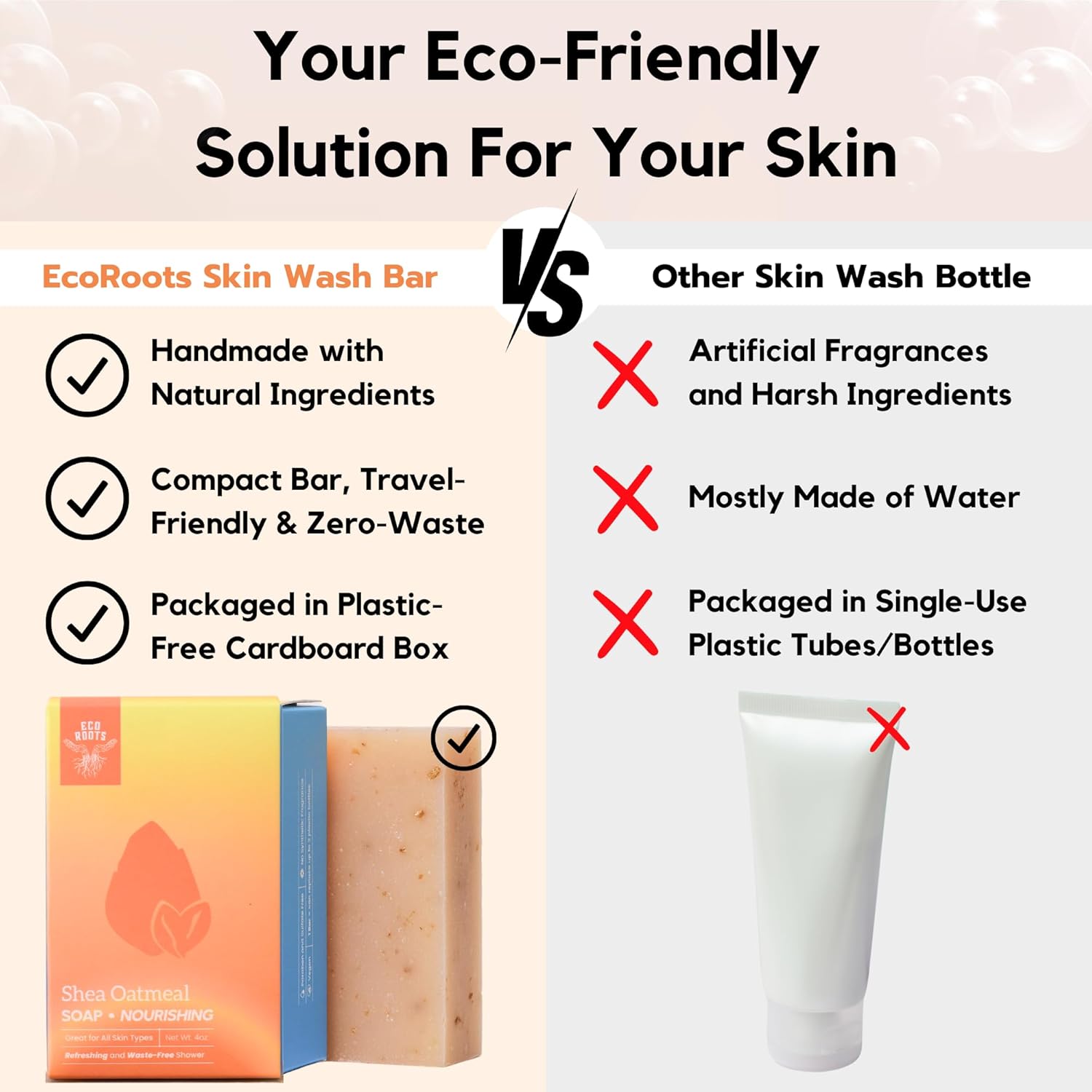 ECO ROOTS 3 Pack Natural Oatmeal Soap Bar – Face & Body Cleansing Bar with Shea Butter & Coconut Oil – Gentle Daily Moisturizing Bars of Soap-FemmiqueWomen