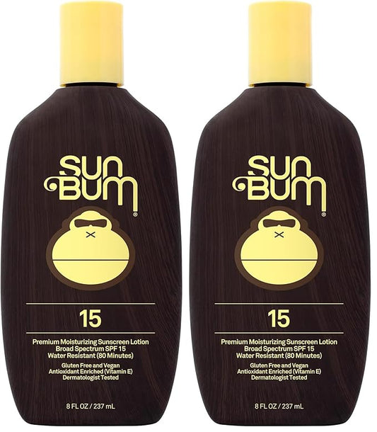 Sun Bum Original SPF 15 Sunscreen Lotion | Vegan and Hawaii 104 Act Compliant (Octinoxate & Oxybenzone Free) Broad Spectrum Moisturizing UVA/UVB Sunscreen with Vitamin E | 8 oz (Pack of 2)-FemmiqueWomen