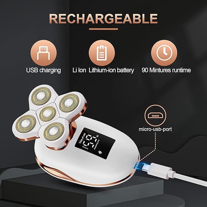 2-in-1 Electric Razors for Women, Wet/Dry 5D Razor & Hair Trimmer with USB Adapter & Charging Cable,5D Rechargeable Rotary Shaver with Lithium-Ion Battery, Water Resistant Grooming Kit-FemmiqueWomen