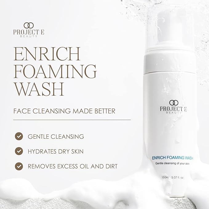 Project E Beauty Enrich Foaming Wash Gentle Cleansing | Moisturizing Daily Face Cleanser | Removes Dirt & Excess Oil | Brightens Skin | Hydrating Formulation | Clear & Smooth Skin | 150ml-FemmiqueWomen