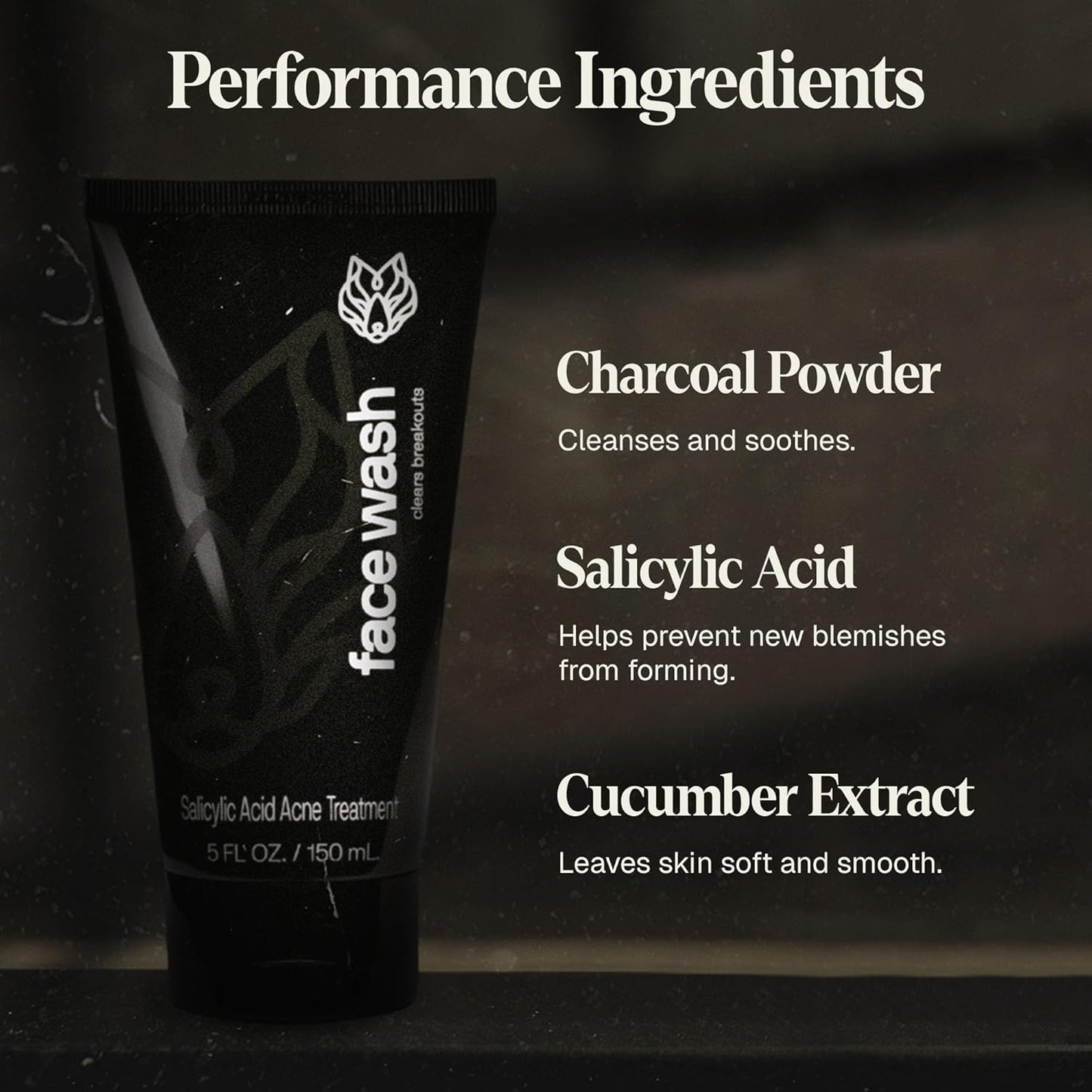 Black Wolf Men’s Charcoal Powder Face Wash, 5 Fl Oz - Facial Cleanser Removes Unwanted Impurities from Your Skin and Soothes Irritation-FemmiqueWomen