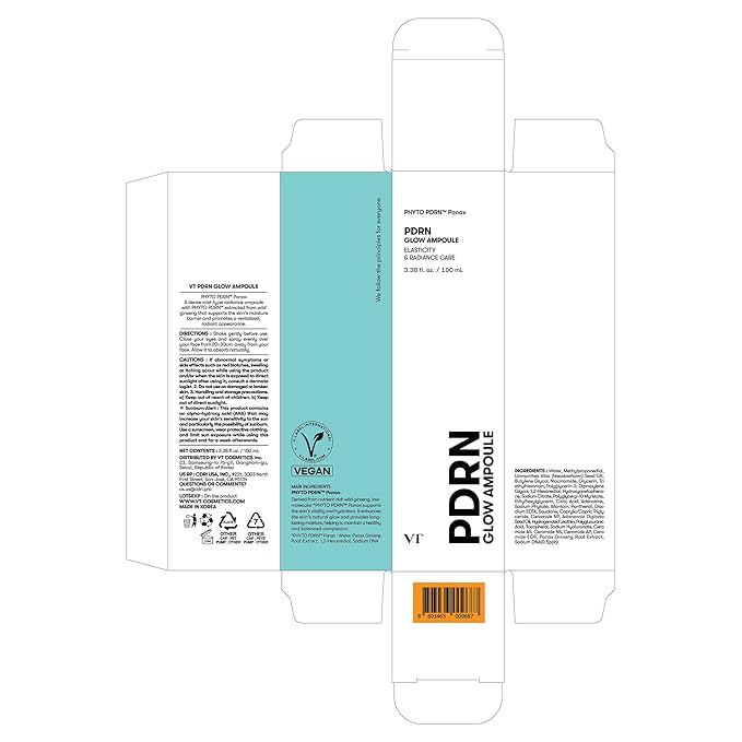 VT COSMETICS PDRN Glow Ampoule, PDRN Facial Mist, Deep Hydration Spray Serum, Vegan Skin Care, Light-weight Face Moisturizer, Plumping Effect, Fragrance-Free, Korean SkinCare (3.38 fl oz / 100 ml)-FemmiqueWomen