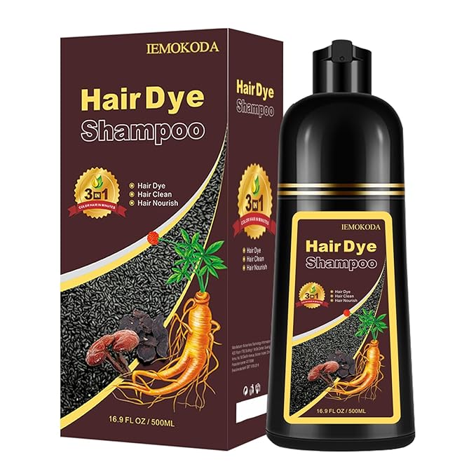 Dark Brown Hair Dye Shampoo 3 in 1 for Gray Hair, Long-lasting & Natual Hair Color Shampoo, Herbal Ingredients Natural Shampoo Hair Dye Effect in Minutes, Gifts for Men Women 500ml-FemmiqueWomen