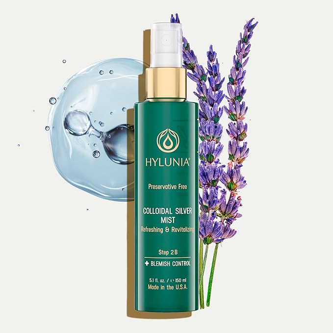 Hylunia Colloidal Silver Mist Toner 5.1 fl. oz. – Hydrating Versatile Toner for Acne-Prone Inflamed Skin | Infused with Colloidal Silver & Lavender for Glowing Skin Cuts & Burns, Body-Refresher-FemmiqueWomen