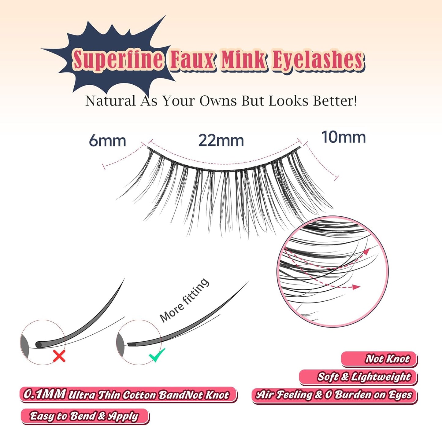 Half Lashes Natural Look C Curl False Eyelashes Cat Eye 7 Pack Corner Lash Siligli-FemmiqueWomen