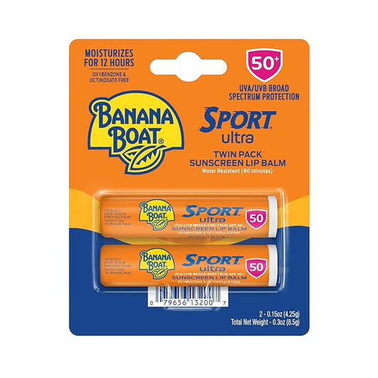 Banana Boat SPF#50+ Sport Ultra Lip Balm Twin Pack 0.15 Ounce-FemmiqueWomen