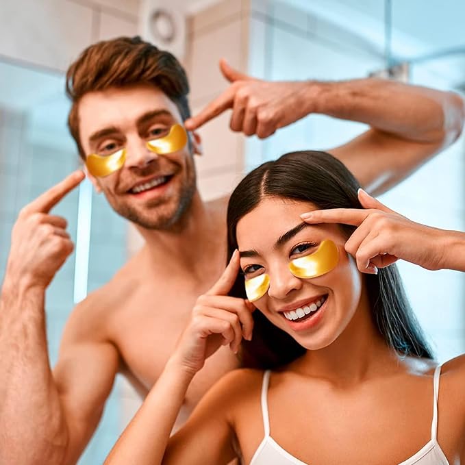 30 Pairs Collagen Lip Masks & Under Eye Mask, Gel Crystal Moisturizing Lip Mask, 24K Gold Under Eye Patches for Puffy Eyes, Dark Circle, Reducing Fine Lines, Effectively Nourishes Lip & Eye Skin Care-FemmiqueWomen