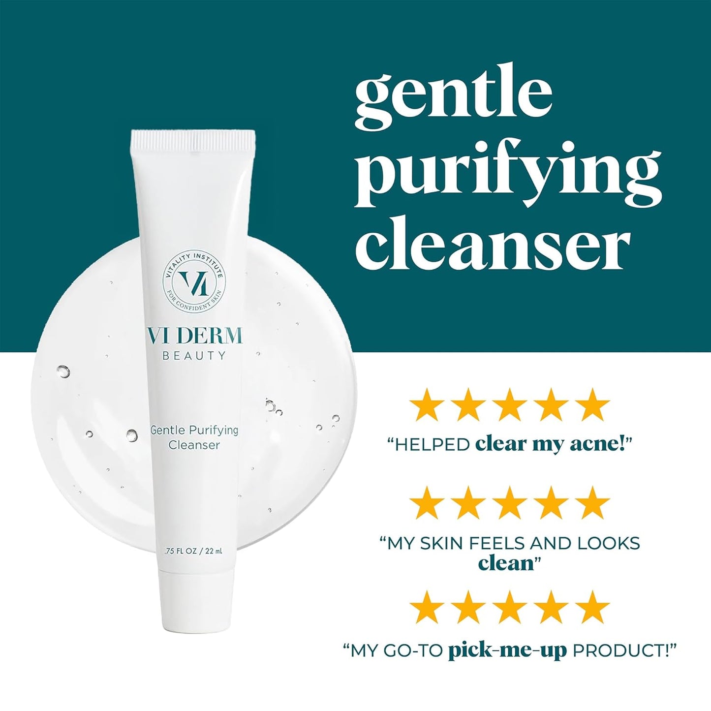 VI Derm Hydrating Gentle Purifying Cleanser – Face Wash with Aloe Vera, Antioxidants, and Willow Bark, Travel Size Mini Facial Cleanser for Makeup Removal and Sensitive Skin – 0.75 Fl Oz / 22 mL-FemmiqueWomen