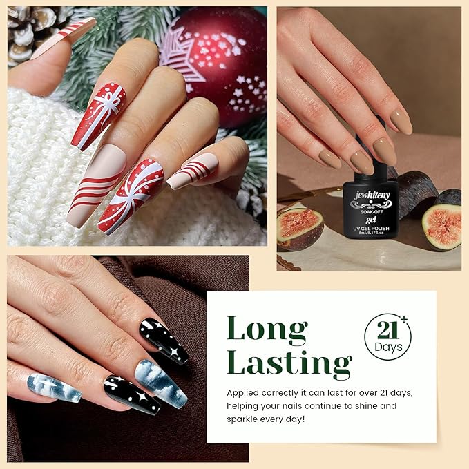 JEWHITENY 23PCS Nail Polish Set 20 Colors Gel Nail Polish Jelly Color Natural and Elegant Long Lasting Suitable for Salon at Home-FemmiqueWomen