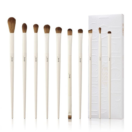 Jessup Precision Makeup Brushes 10Pcs Eye Makeup Brush Set Premium Synthetic Eyeshadow Concealer Eyeliner Eyebrow Blending Highlight Brush, Light Grey T330-FemmiqueWomen