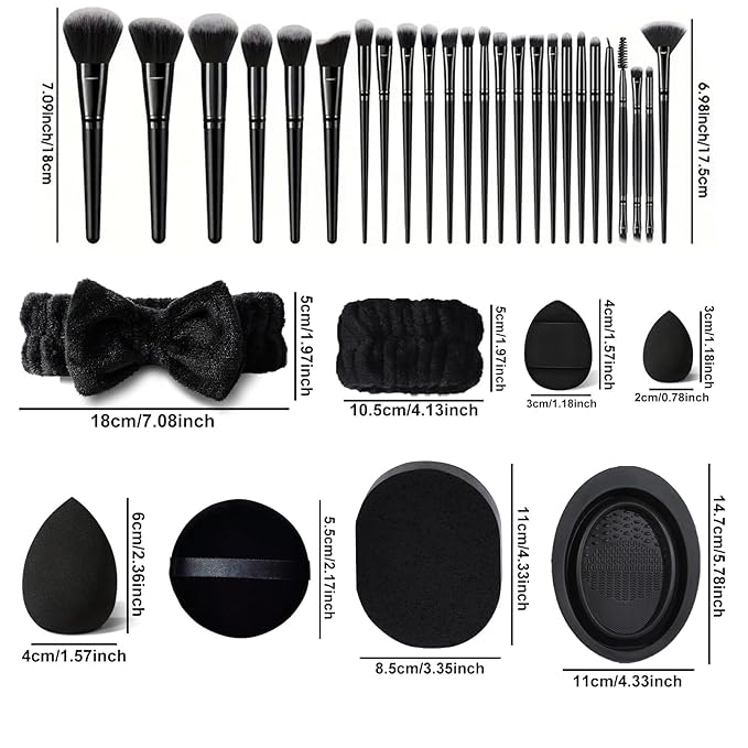 47Pcs Black Makeup Brushes Set Professional Makeup Kit Multi-functional Makeup Tool Set with Facial Makeup Accessories, Foundation Makeup Brush Kit Eye and Face Make up Brushes & Tools-FemmiqueWomen