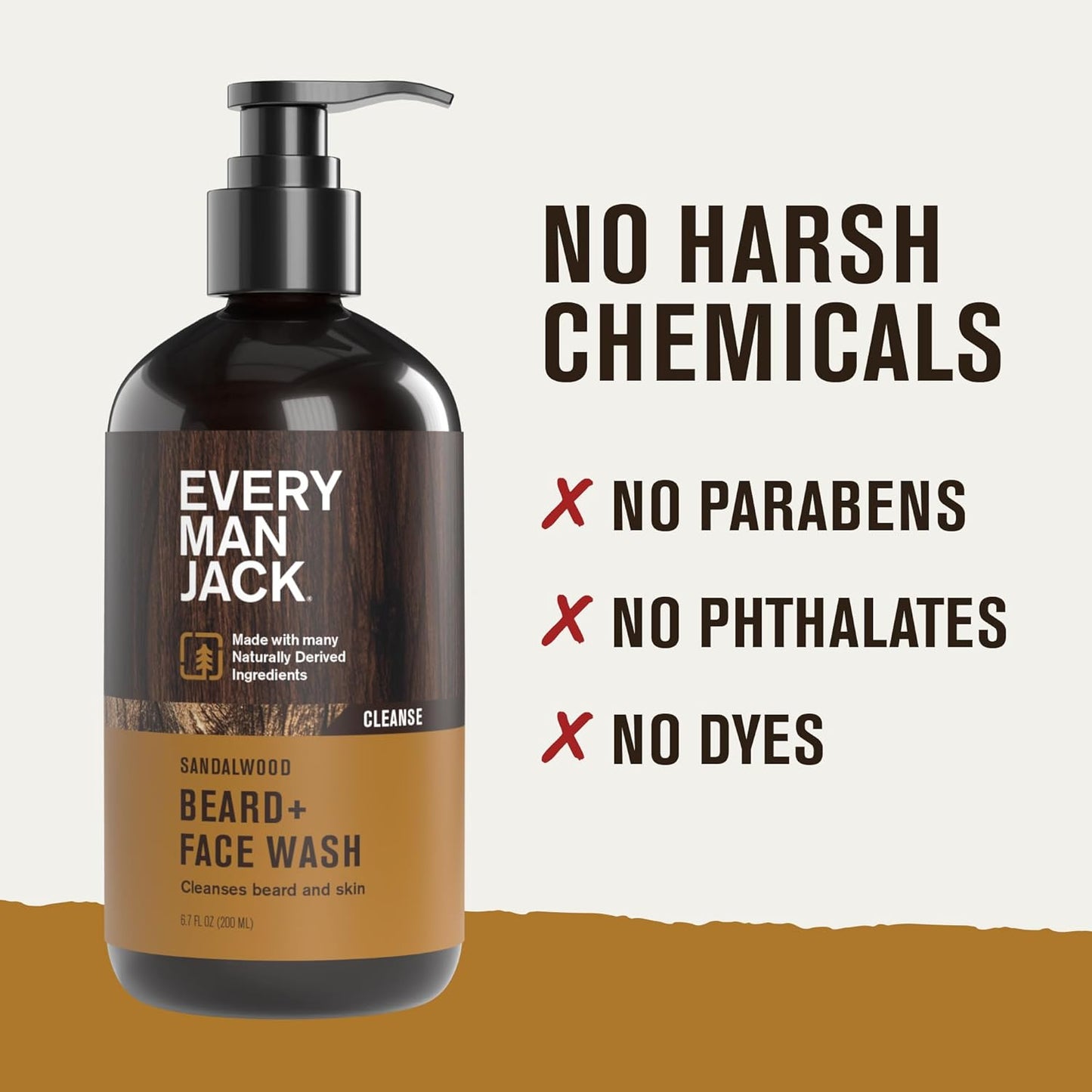 Every Man Jack Sandalwood Beard Wash - Cleanse, Soften, and Hydrate for a Healthier Beard - Made w/Naturally Derived Ingredients like Aloe Vera and Coconut - 6.7 oz - 2 Pack-FemmiqueWomen