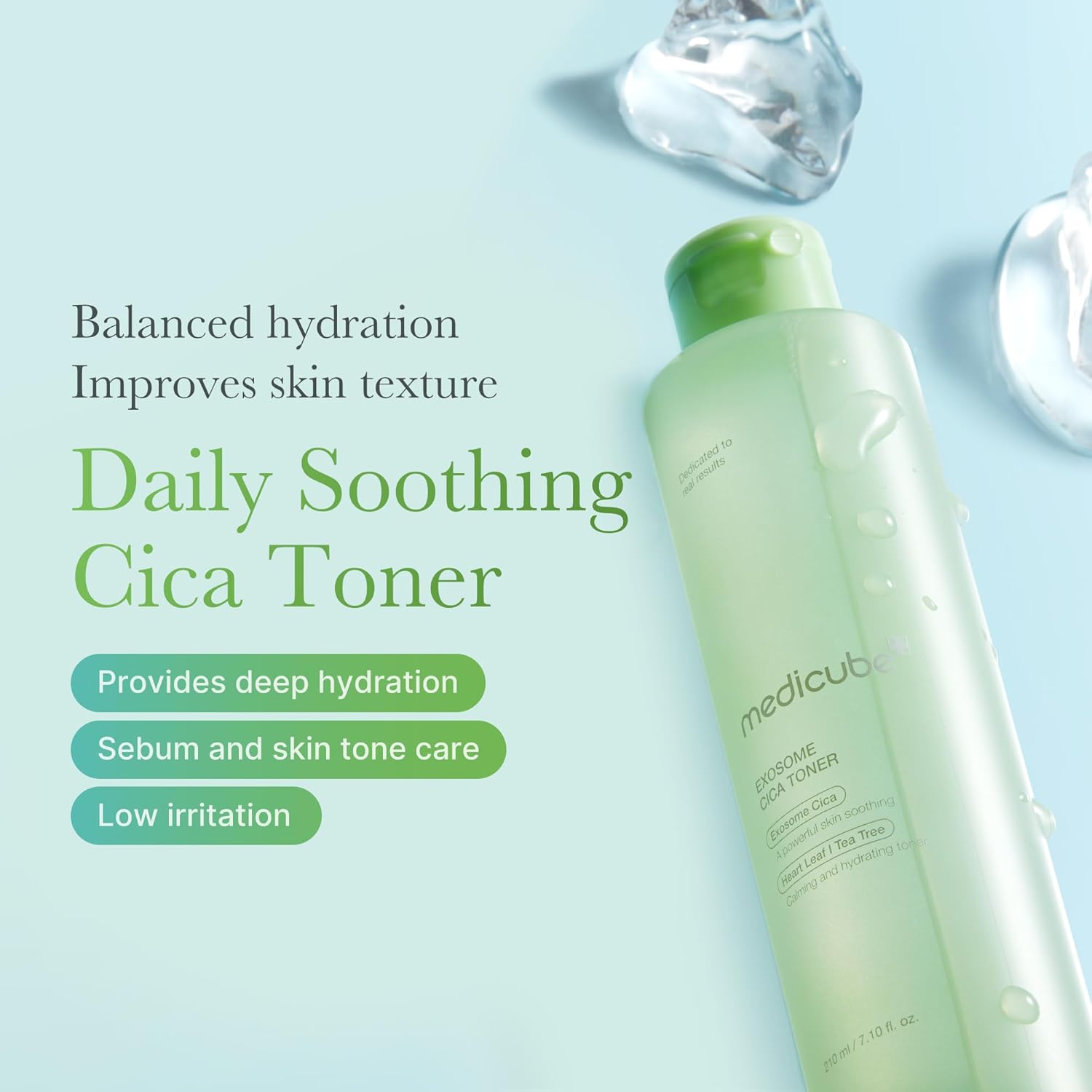 Medicube Exosome Cica Toner | Daily Soothing Toner With Exosome Cica, Heartleaf, Tea Tree, 12 Kinds of Cica | Low Irritation, Sebum care Korean Skin Care, for Stressed Skin (210ml / 7.10 fl.oz.)-FemmiqueWomen