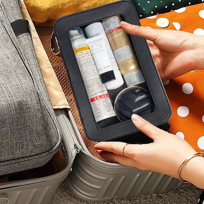 Clear Makeup Bag Small, TSA Approved Portable Toiletry Bag with Zipper Cosmetic Travel Bag Makeup Organizer Case Mini Makeup Pouch for Purse Car Organizer Bag for Women Men-FemmiqueWomen