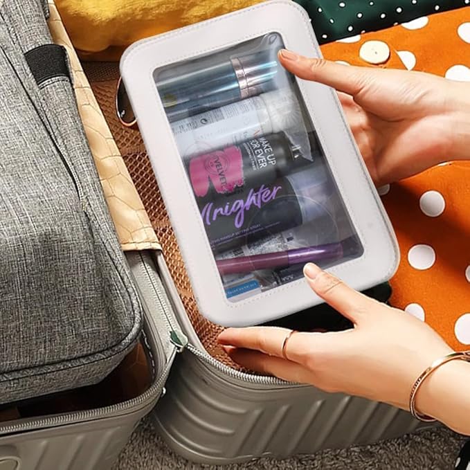 Clear Makeup Bag Small, TSA Approved Portable Toiletry Bag with Zipper Cosmetic Travel Bag Makeup Organizer Case Mini Makeup Pouch for Purse Car Organizer Bag for Women Men-FemmiqueWomen