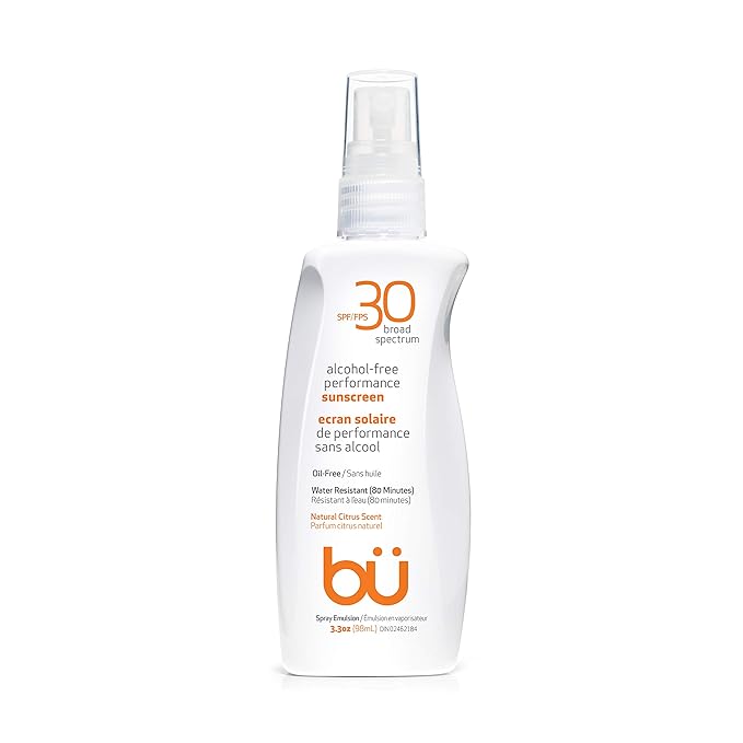 BU SPF 30 Sunscreen Spray for Face and Body, Non Aerosol Spray, Clear WOWmist, TSA Travel Size Sunblock, Oil Free and Water Resistant for Sensitive Skin, Natural Citrus 3.3 oz-FemmiqueWomen