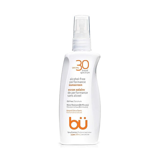 BU SPF 30 Sunscreen Spray for Face and Body, Non Aerosol Spray, Clear WOWmist, TSA Travel Size Sunblock, Oil Free and Water Resistant for Sensitive Skin, Natural Citrus 3.3 oz-FemmiqueWomen