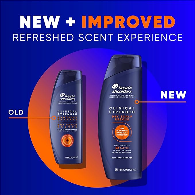 Head & Shoulders Clinical Strength Dandruff Shampoo and Conditioner Set, Dry Scalp Relief, Up to 100% Flake Protection, Selenium Sulfide Formula, 13.5 & 9.1 Fl Oz, 2 Pack-FemmiqueWomen