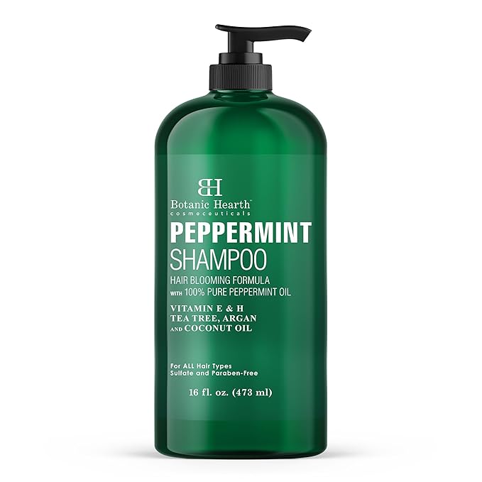 Botanic Hearth Peppermint Oil Shampoo | Hair Blooming Formula With Keratin For Thinning Hair | Fights Hair Loss, Promotes Hair Growth | Sulfate Free For Men And Women | 16 Fl Oz-FemmiqueWomen