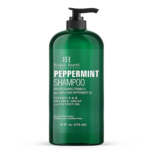 Botanic Hearth Peppermint Oil Shampoo | Hair Blooming Formula With Keratin For Thinning Hair | Fights Hair Loss, Promotes Hair Growth | Sulfate Free For Men And Women | 16 Fl Oz-FemmiqueWomen