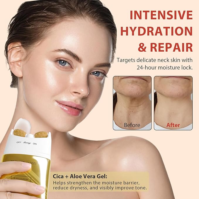 AH-8 Firming Neck Cream with Roller - Neck and Chest Firming Cream to Lift, Tighten & Smooth Sagging Skin, Reduce Wrinkles & Hydrate for Youthful Neck, 4.23 Fl Oz-FemmiqueWomen