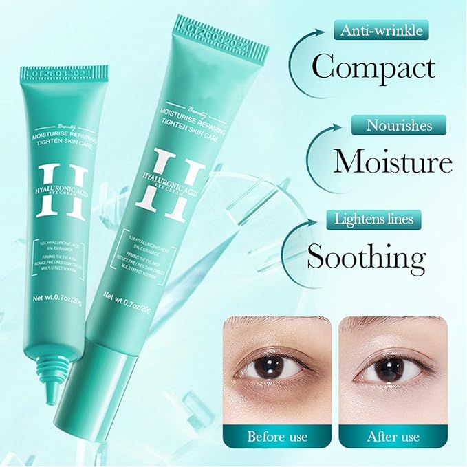 2 PCS Hyaluronic Acid Repair Eye Cream for Dark Circles,Bags Under and Puffiness,Eye Wrinkle Firming Cream Moisturise Repairing Thghten Eye Skin Care-FemmiqueWomen