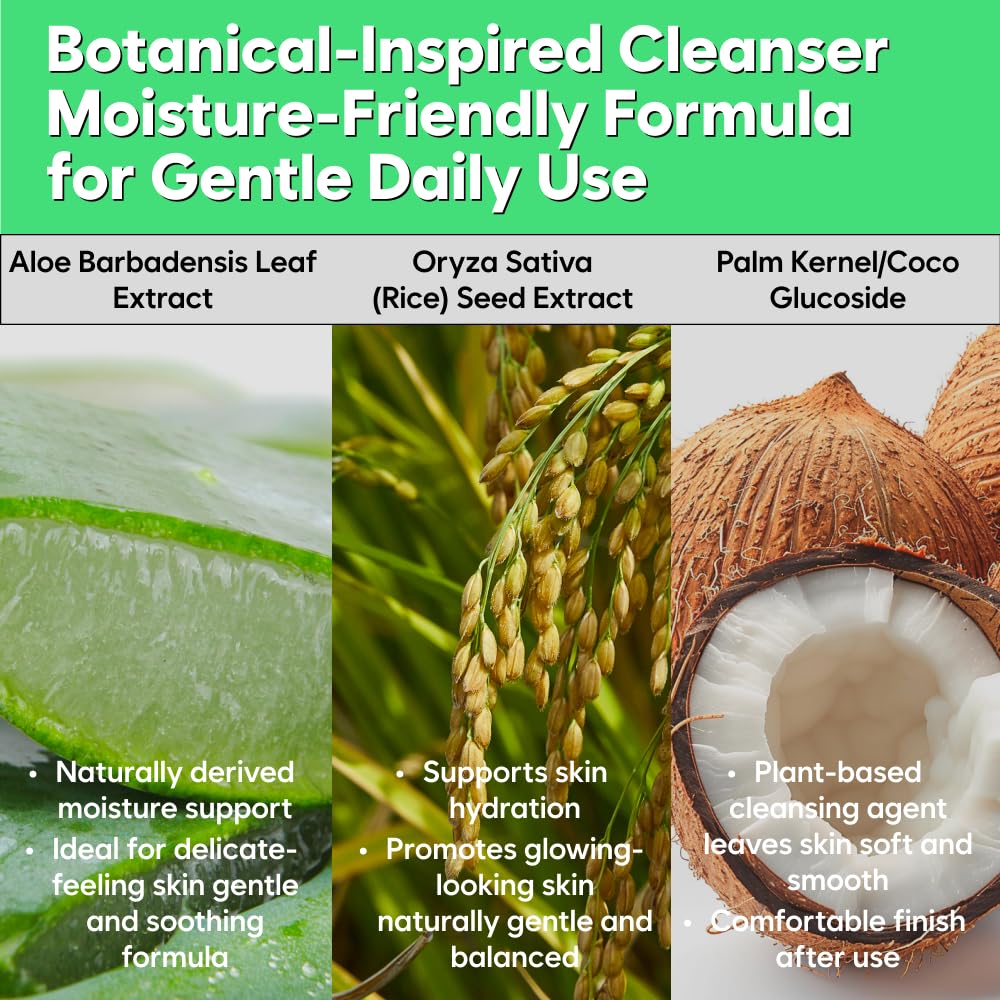 Aloe Fermentation Cleansing Milk, Hydrating Makeup Remover with Organic Aloe & Rice, Creamy Cleanser for Dry, Sensitive Skin, Supports Skin Barrier, Korean Skincare, 6.76 fl oz (200ml)-FemmiqueWomen