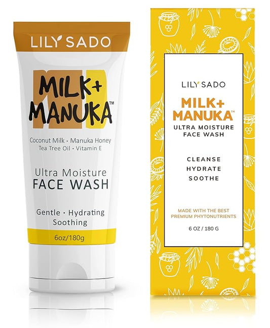 LILY SADO MILK+MANUKA™ Coconut Milk & Manuka Honey Cream Face Cleanser – Natural Ultra Moisturizing Facial Wash Cleanses, Balances, Soothes & Hydrates - Large 6oz-FemmiqueWomen