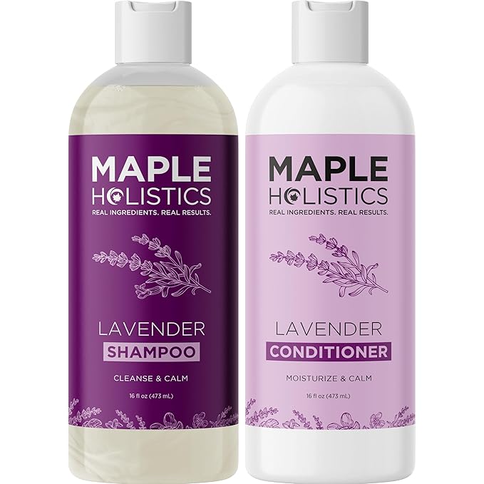 Aromatherapy Lavender Shampoo and Conditioner Set - Paraben and Sulfate Free Shampoo and Conditioner for Women with Chamomile Panthenol Jojoba Oil plus Cleansing and Calming Lavender Essential Oil-FemmiqueWomen