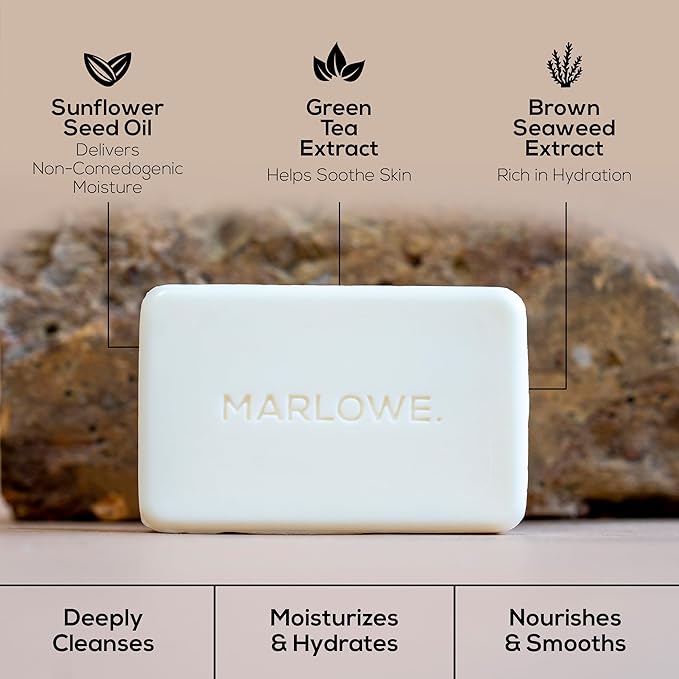 MARLOWE. No. 105 Bar Soap for Men 7 oz, Moisturizing Body Soap, Nourishing & Refreshing with Natural Extracts, Shea Butter, Olive Oil & Green Tea Extracts, Original Sage & Fir Scent-FemmiqueWomen