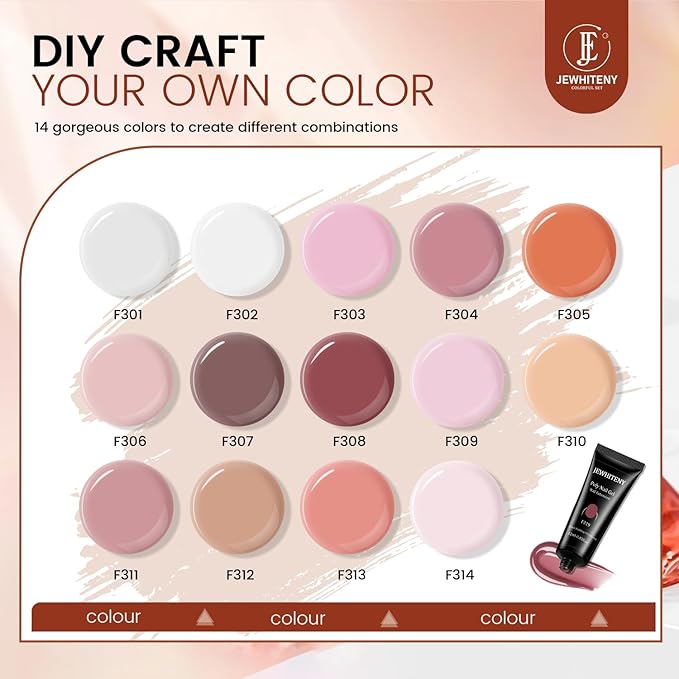 JEWHITENY 14 pcs Poly Gel Nail Extension Kit With Drill Machine U V Nail Light ALL In One Polygel Starter Kit-FemmiqueWomen