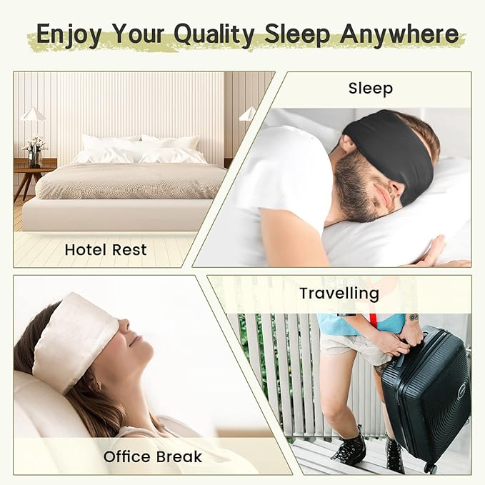 2pcs 100% Handmade Bamboo Sleeping Eye Mask for Women for Men,Night Masks,Organic Sleep Mask,Blockout Eye Mask for Sleeping,Large Size Adjustable (Apricot & Dark Grey)-FemmiqueWomen