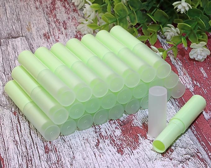 0.14oz Empty Flavored Lip Balm Container Tubes Plastic Homemade Moisturizing Lip Stick with Caps Bulk Fit for Women Adult DIY Making Supplies, 25 Count (Green)-FemmiqueWomen