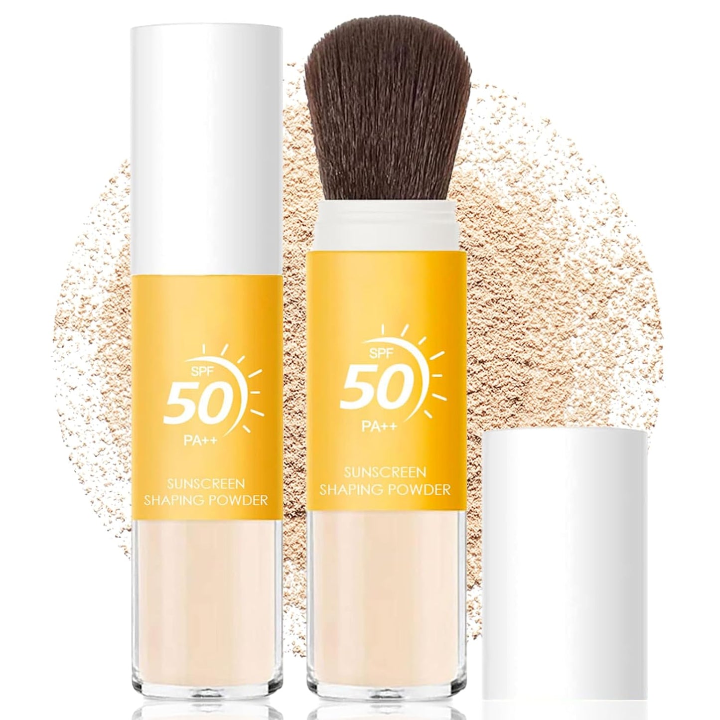 Mineral Sunscreen Setting Powder SPF 50, Sunscreen Powder for Face & Scalp, TranslucentSunscreenPowder with Brush, Oil Control Natural Matte Finish LoosePowder, Lasting Lightweight Breathable-FemmiqueWomen