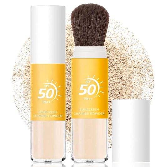 Mineral Sunscreen Setting Powder SPF 50, Sunscreen Powder for Face & Scalp, TranslucentSunscreenPowder with Brush, Oil Control Natural Matte Finish LoosePowder, Lasting Lightweight Breathable-FemmiqueWomen