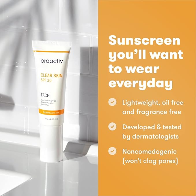 Proactiv Clear Skin Face Sunscreen Moisturizer With SPF 30 - Hydrating SPF Lotion And Sensitive Skin Sunscreen For Oily Skin And Acne-Prone Skin, Oil Free Matte Skincare Sunscreen, 1.5oz-FemmiqueWomen