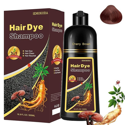 Cherry Brown Hair Dye Shampoo 3 in 1 - Champu Para Pintar el Cabello, Herbal Brown Hair Dye for Women Men, Hair Color Shampoo-FemmiqueWomen